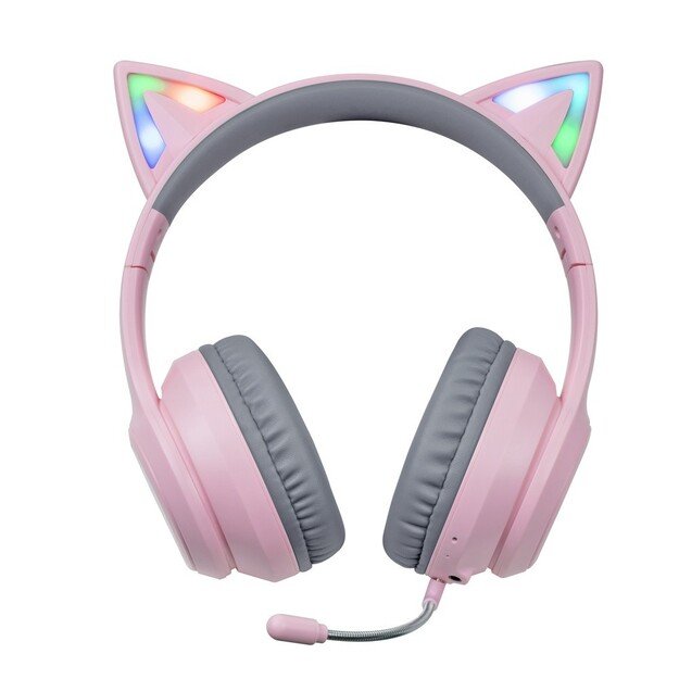 Foxxray FXR-HAB-10 PK DazzleCat Low-Latency Gaming Headset Wireless Grey/Pink