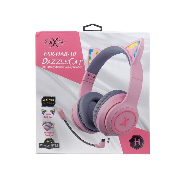 Foxxray FXR-HAB-10 PK DazzleCat Low-Latency Gaming Headset Wireless Grey/Pink