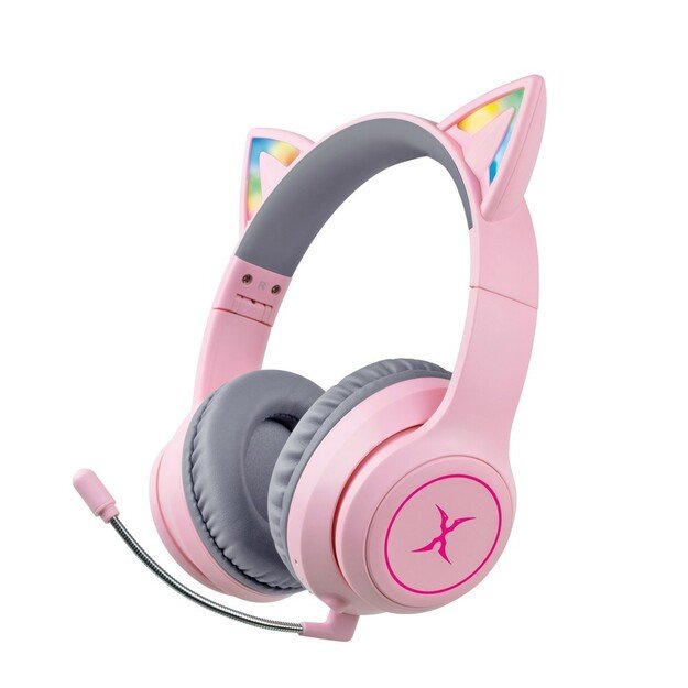 Foxxray FXR-HAB-10 PK DazzleCat Low-Latency Gaming Headset Wireless Grey/Pink