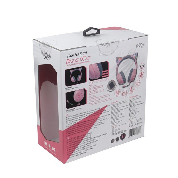 Foxxray FXR-HAB-10 PK DazzleCat Low-Latency Gaming Headset Wireless Grey/Pink