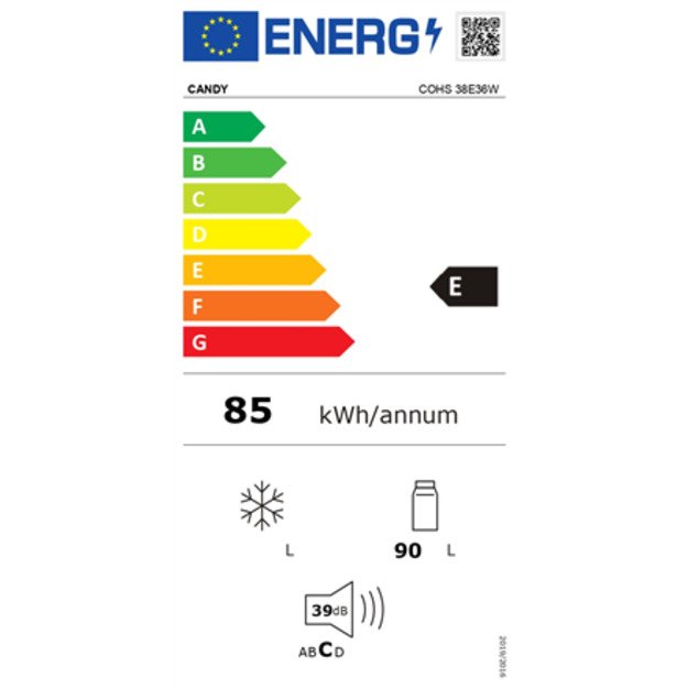 Candy | Refrigerator | COHS 38E36W | Energy efficiency class E | Free standing | Larder | Height 85 cm | Fridge net capacity 90