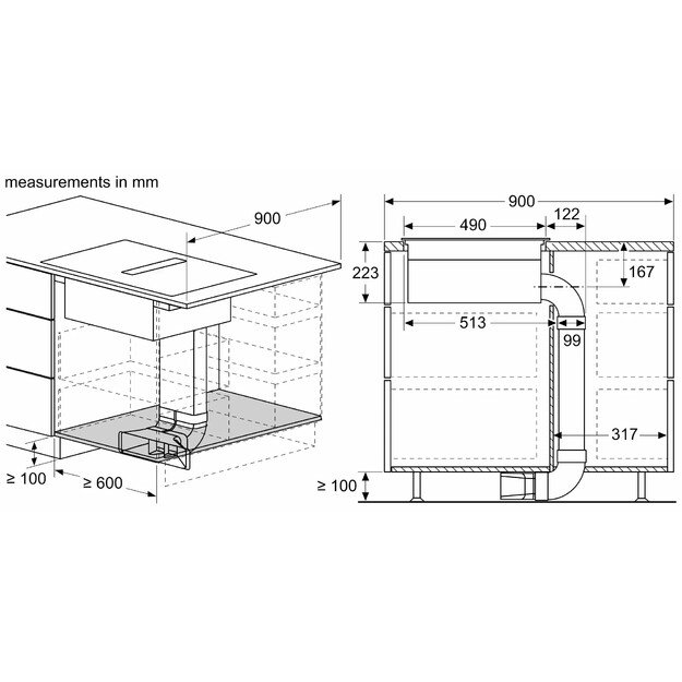 Įmontuojama indukcinė kaitlentė su integruotu gartraukiu Siemens ED611BS16E 1