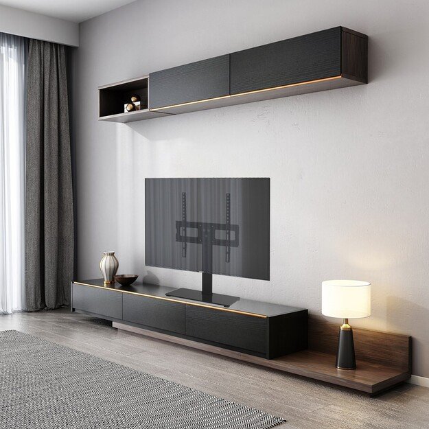 Maclean MC-450 Universal TV Stand for TV Cabinet max. 40kg, max. VESA 400x400 32-65  Tempered Glass Base 3-Level Height