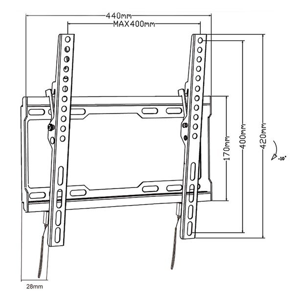 Maclean TV MC-412 Wall Mount Bracket 32 -70  VESA 400x400 45kg Tilting Universal Adjustable Spirit Level Mounting Accessories