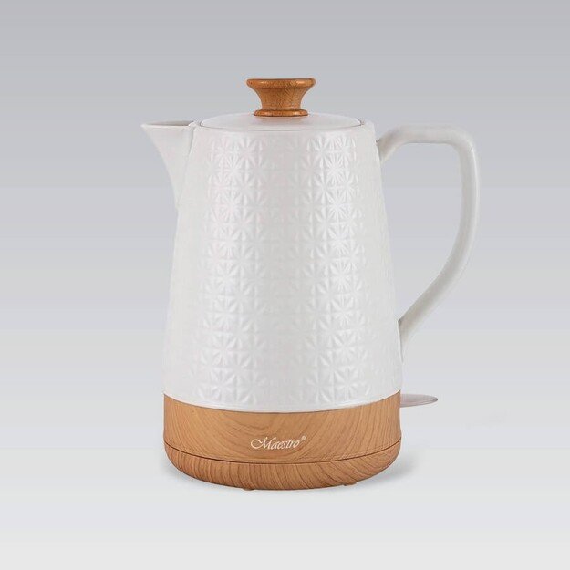 Maestro MR-076 electric kettle 1.8 L 1800 W White, Wood