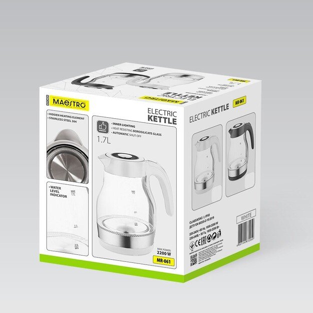 Electric kettle szklany 2200W MR-061-BLACK MAESTRO