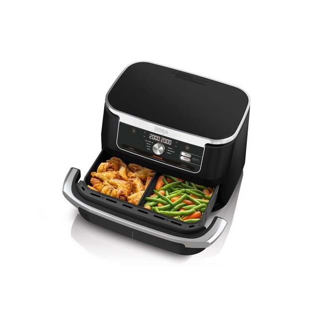 Ninja AF500EU fryer Double 10.4 L Stand-alone 2470 W Hot air fryer Black, Stainless steel