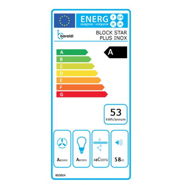 Ner.plieno spalvos į spintelę montuojamas gartraukis Baraldi BLOCK Star Plus 52 cm 800m3/h