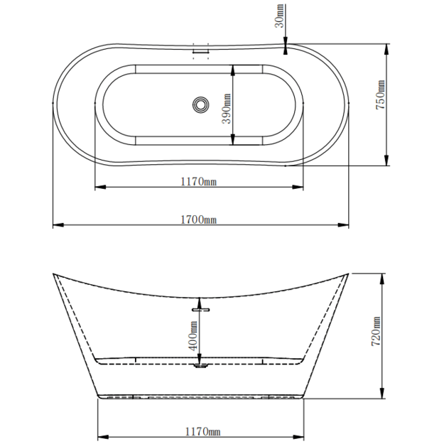 Akrilinė vonia LIBRA 206 balta