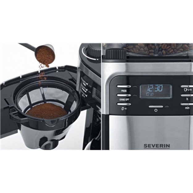 Severin Coffee maker with grinder 4810 Drip, 1000 W, Inox/ black