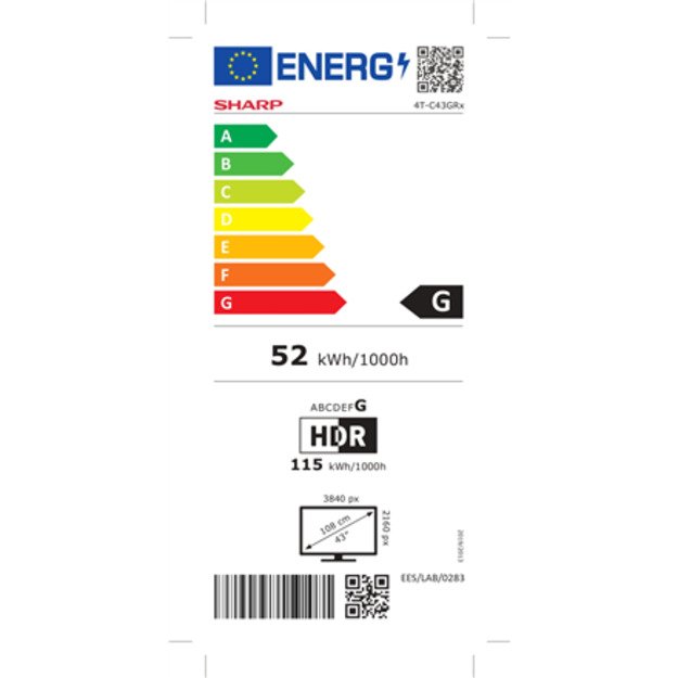 Sharp 43GR8265E | 43  | Smart TV | Google TV | 4K Ultra HD