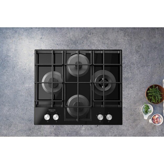 Hotpoint HAGS 62F/BK Black Built-in 59 cm Gas 4 zone(s)