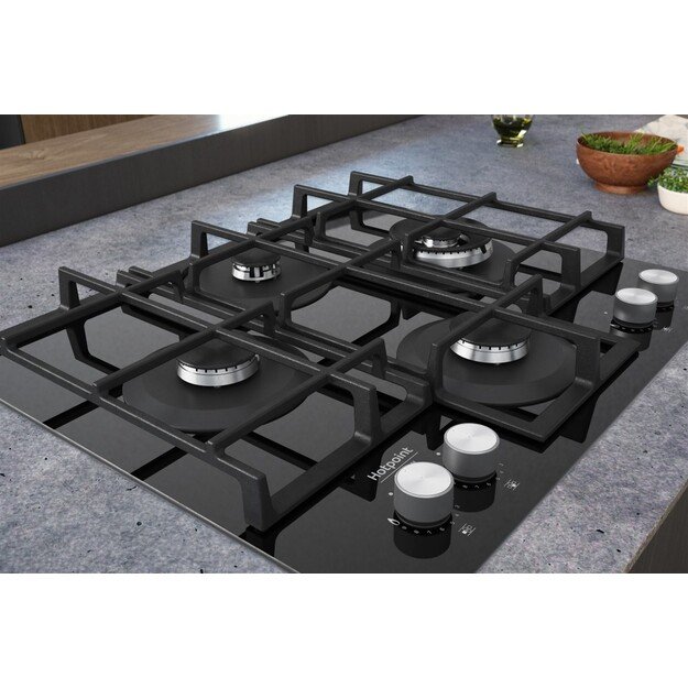 Hotpoint HAGS 62F/BK Black Built-in 59 cm Gas 4 zone(s)