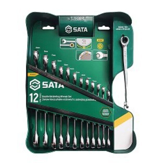 SATA DOUBLE RATCHET COMBINATION WRENCHES SET OF 13 PCS.+ X-BEAM WRENCH