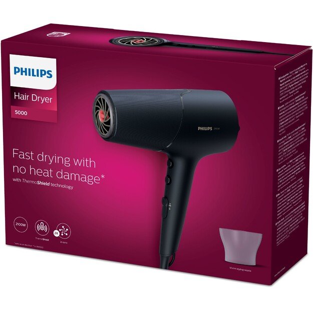 Philips | Hair Dryer | BHD504/00 | 2100 W | Number of temperature settings 6 | Ionic function | Black