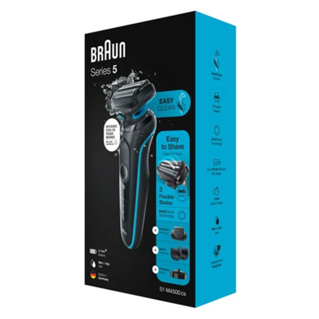 Braun | Shaver | 51-M4500cs | Operating time (max) 50 min | Wet & Dry | Black/Blue