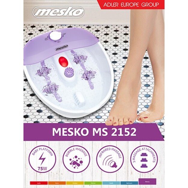 Mesko | Foot massager | MS 2152 | Number of accessories included 3 | White/Purple