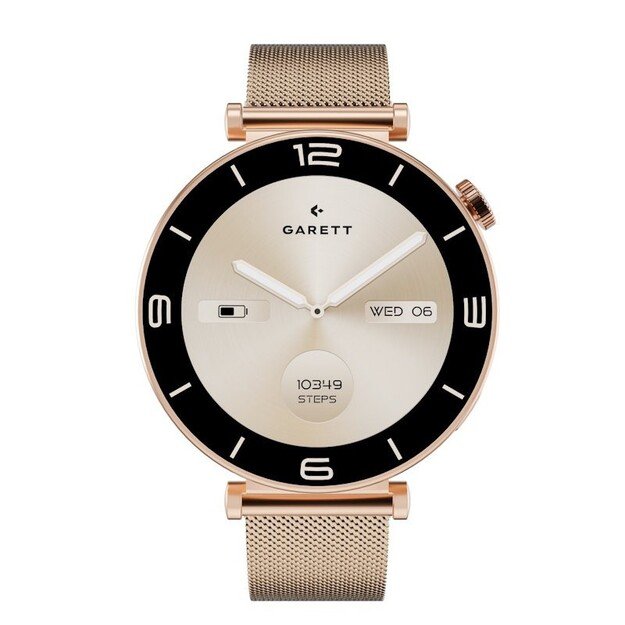 I&scaron;manusis laikrodis su lietuvi&scaron;ku meniu Garett Rose Gold Mesh steel