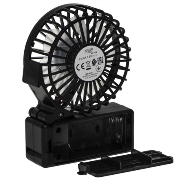 Adler Foldable mini fan | AD 7336 | Desk fan | Black | Diameter 6.5 cm | Number of speeds 1 3