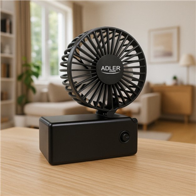 Adler Foldable mini fan | AD 7336 | Desk fan | Black | Diameter 6.5 cm | Number of speeds 1 1