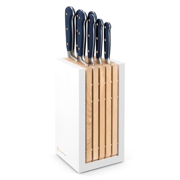 Knife block with 7 knives, navy-blue, Classic Colour