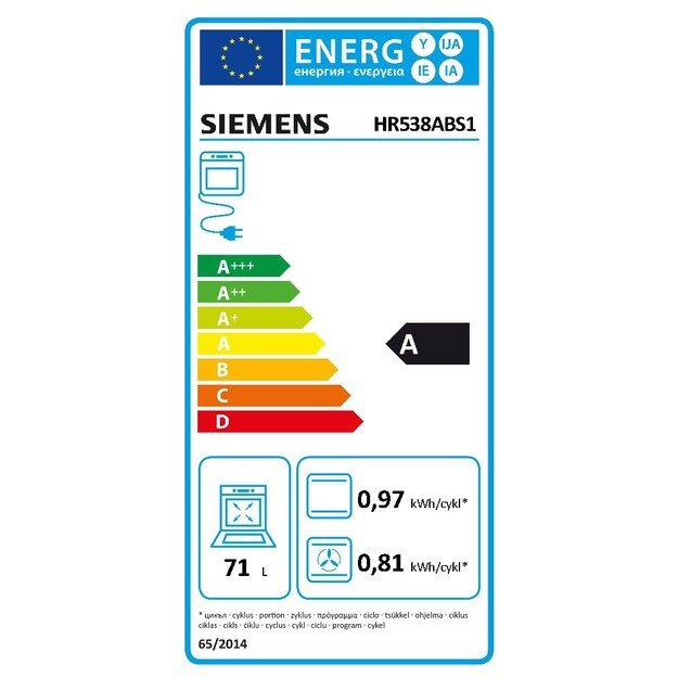 Siemens iQ500 HR538ABS1 oven 71 L Black