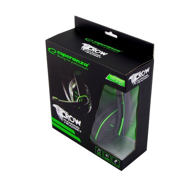 Headphones Esperanza CROW EGH330G (black and green color