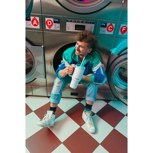 Thermal mug with telescopic straw Kambukka Rio Tumbler 950ml Frosty Coconut 11