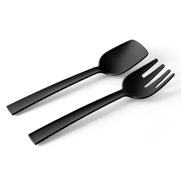 Fork and spoon, 29.3 cm, black, Paestum Collection