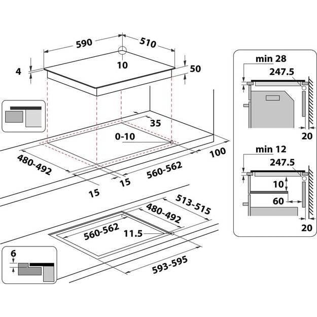 INDESIT | Hob | IB 65B60 NE | Induction | Number of burners/cooking zones 4 | Touch | Timer | Black 1