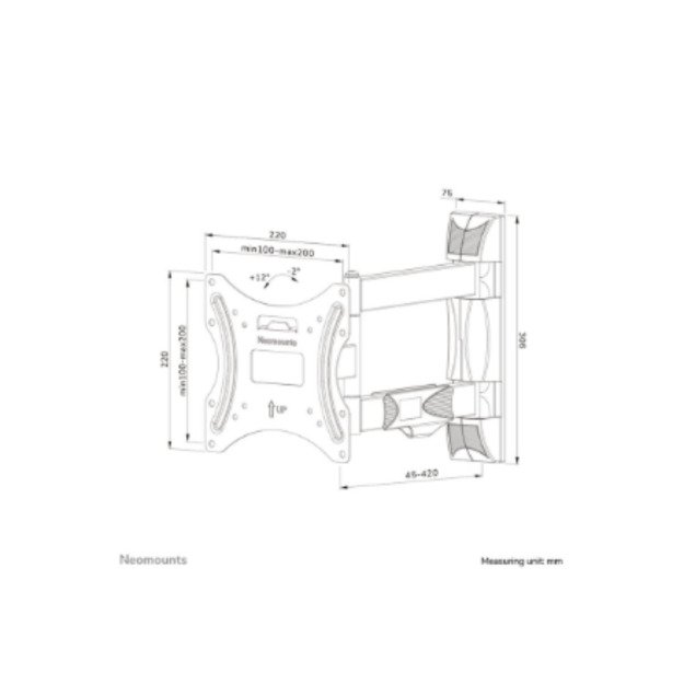 Neomounts Wall mount | WL40-550BL12 | Full motion, Tilt, Swivel | 32-55   | Maximum weight (capacity) 35 kg | Black