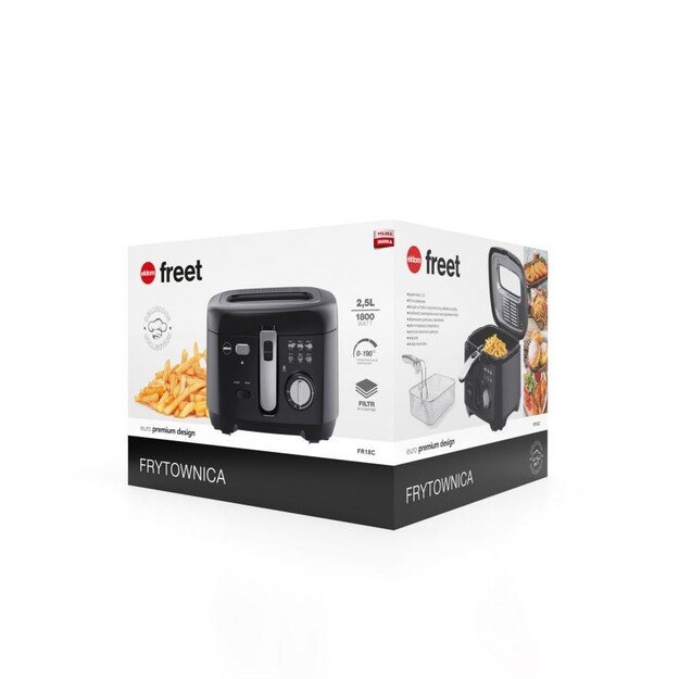 ELDOM Fryer FREET, 2.5 L, 400 g of fries, temperature regulator, removable oil tank, black 1