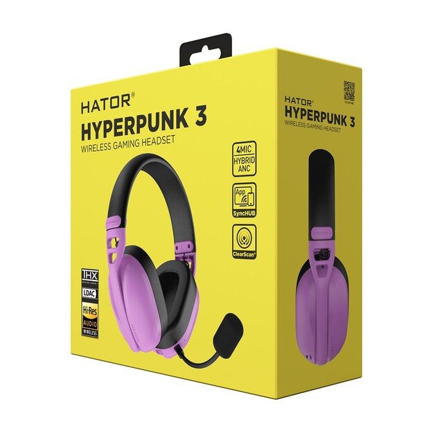 HATOR Hyperpunk 3 Wireless Headset Wired & Wireless Head-band Gaming USB Type-C / USB Type-A Bluetooth Violet