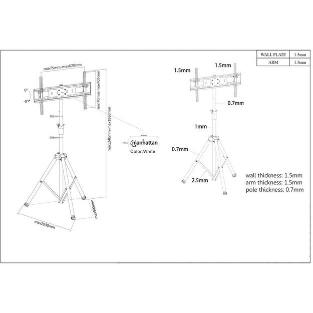 MANHATTAN TRIPOD TV 37-70   35KG