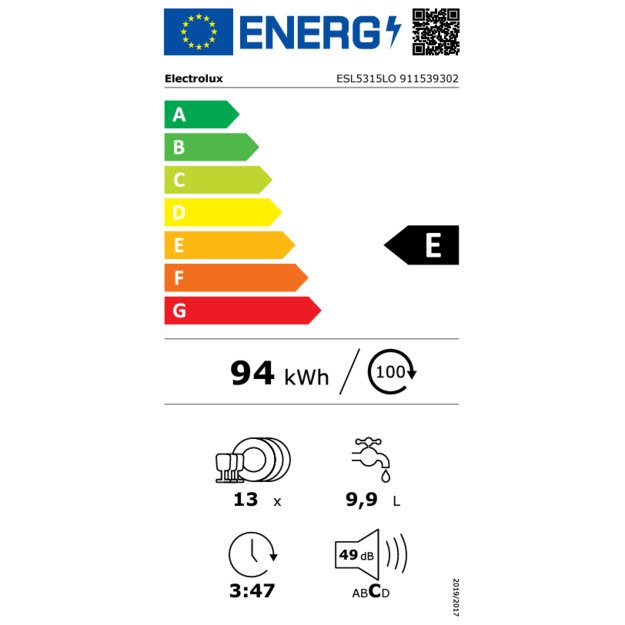 Electrolux ESL5315LO Fully built-in 13 place settings E