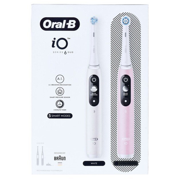 Oral-B Electric Toothbrush | iO6 DuoPack | Rechargeable | For adults | Number of brush heads included 2 | Number of teeth brushi