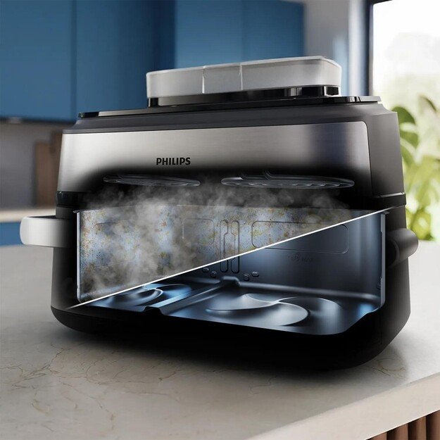 Philips 5000 series NA565/02 fryer Double 9.5 L Stand-alone 2750 W Hot air fryer Black, Silver, Stainless steel