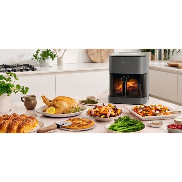 Panasonic NF-CC500SXE Air Fryer 5 liters, 1450 Watts, Cool touch housing, digital timer, LCD display, viewing window, automatic 6