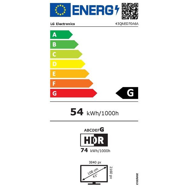 LG 43QNED70A6A TV 109.2 cm (43 ) 4K Ultra HD Smart TV Wi-Fi Black