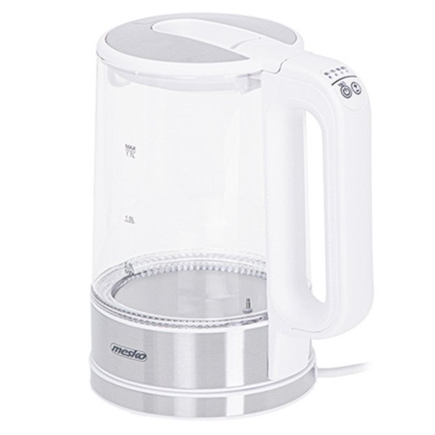 Mesko | Kettle | MS 1301w | Electric | 1850 W | 1.7 L | Glass/Stainless steel | 360° rotational base | White 4