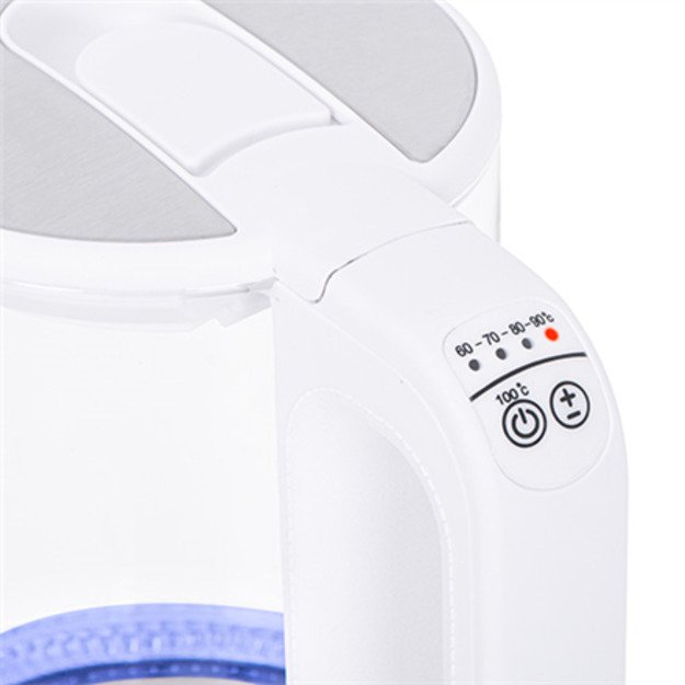 Mesko | Kettle | MS 1301w | Electric | 1850 W | 1.7 L | Glass/Stainless steel | 360° rotational base | White 2