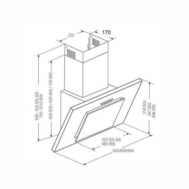 Hood AKPO WK-4 NERO 2.0 60 GREY/GREY GLASS T300 LED 1