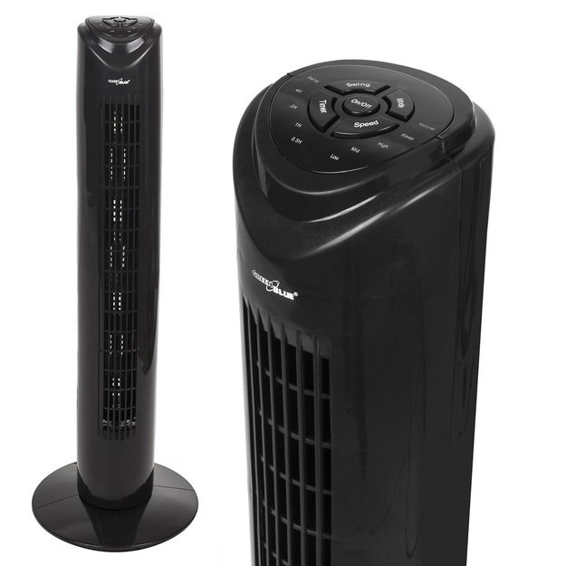 GreenBlue 45W tower fan with 3 levels of airflow, 82cm high, 1.5m cable, with remote control and timer GB645