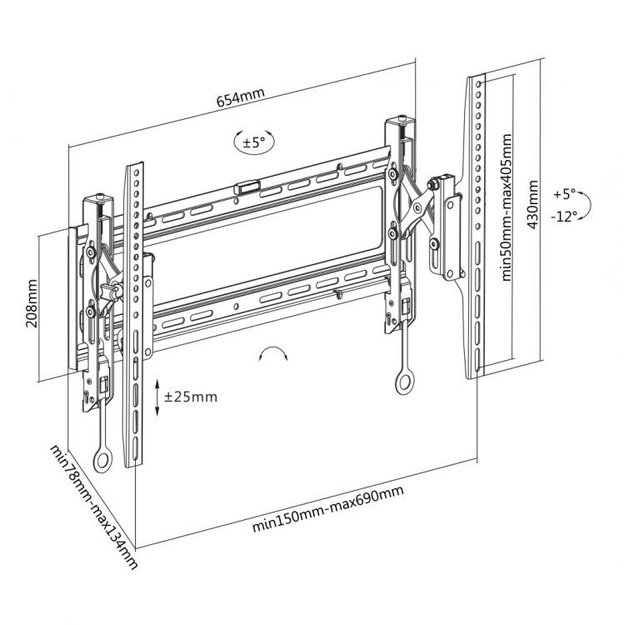 Sbox Tilting Flat Screen LED TV Mount 37 -80  70kg PLB-6546T