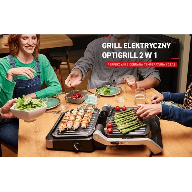 TEFAL | Optigrill 2in1 Electric Grill | GC772D30 | Electric Grill | 2100 W | Inox