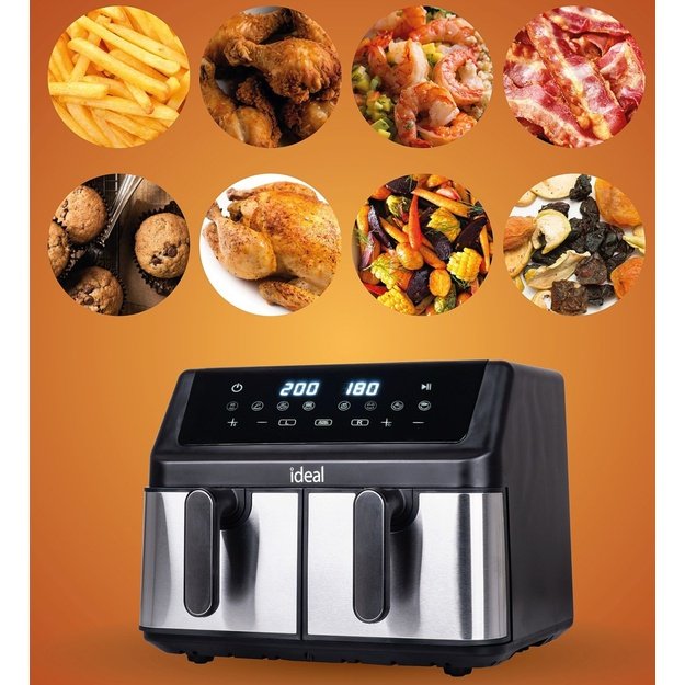 IDEAL Fat-free fryer, double horizontal 9L, 8 functions - including food drying