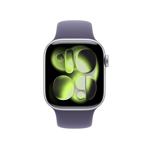 Apple Watch Series 11 GPS + Cellular 42mm Silver Aluminium Case with Purple Fog Sport Band - M/L