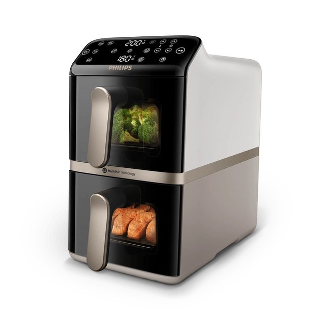 Philips Airfryer, Dual Basket | NA462/80 4000 Series | Capacity 10 L | Power 2750 W | RapidAir | Silk White/Beige