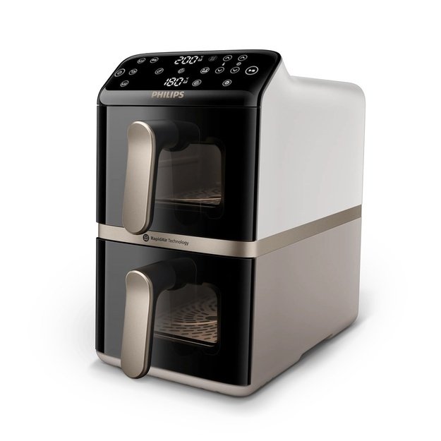 Philips Airfryer, Dual Basket | NA462/80 4000 Series | Capacity 10 L | Power 2750 W | RapidAir | Silk White/Beige