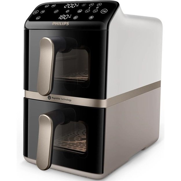 Philips Airfryer, Dual Basket | NA462/80 4000 Series | Capacity 10 L | Power 2750 W | RapidAir | Silk White/Beige